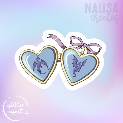 Dragon Lover Heart Pendant | Vinyl Sticker mit Glitzereffekt  | Stickers for book journal, notebook, e-reader and laptop