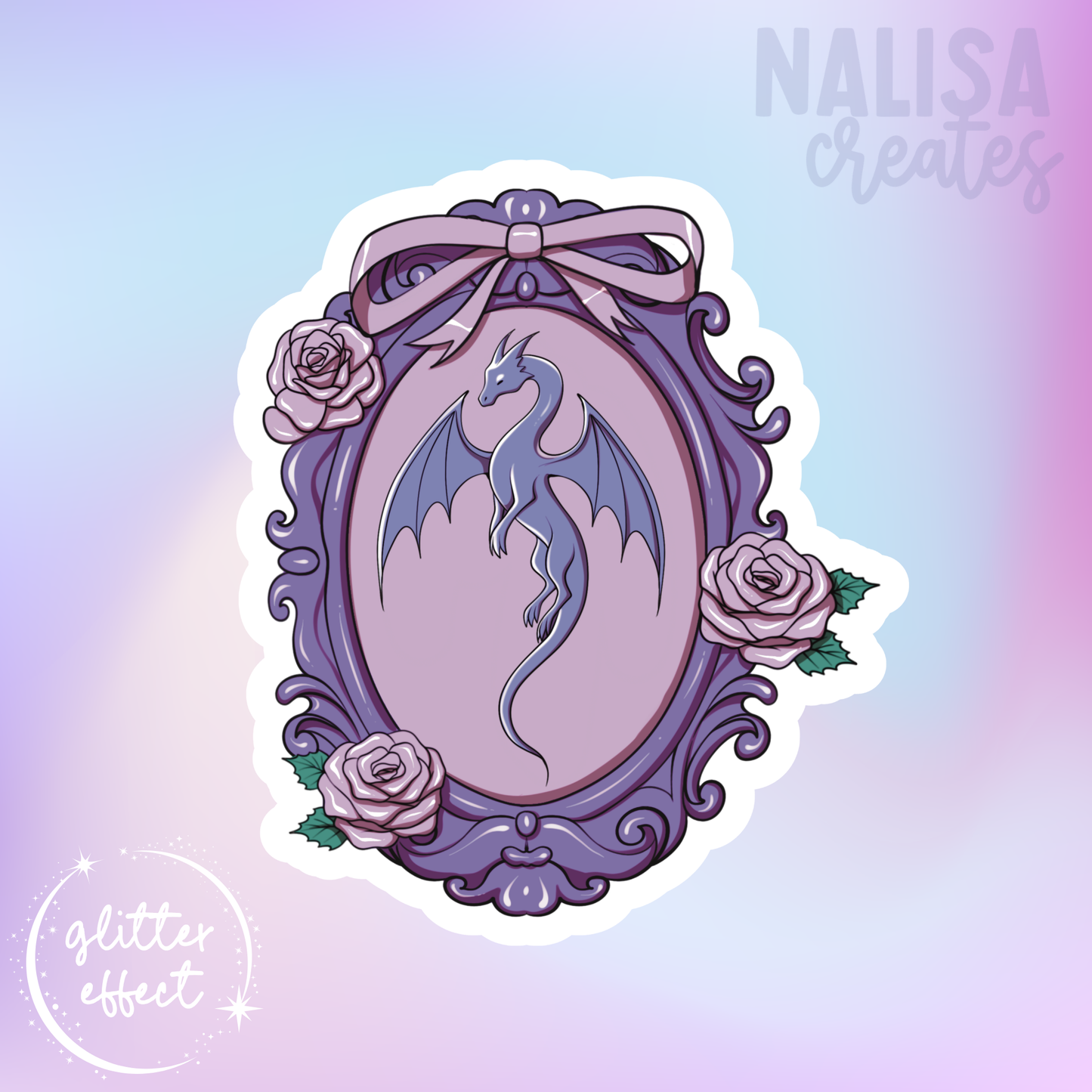 Dragon Frame | Vinyl Sticker mit Glitzereffekt  | Stickers for book journal, notebook, e-reader and laptop
