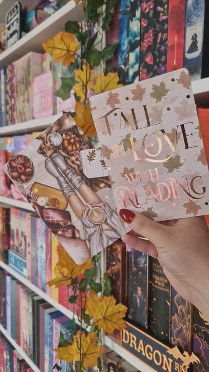 Lesezeichen / Print Fall In Love With Reading | Herbst Lesezeichen | Herbst Print A6